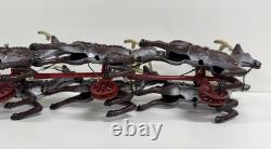 Cast Iron Santa Claus Sleigh & 8 Reindeer Christmas hubley style holiday vintage