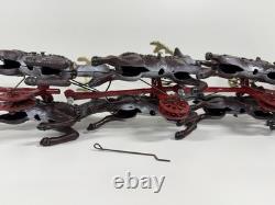 Cast Iron Santa Claus Sleigh & 8 Reindeer Christmas hubley style holiday vintage