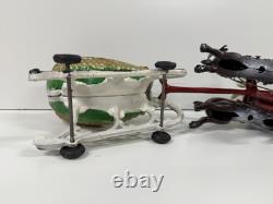 Cast Iron Santa Claus Sleigh & 8 Reindeer Christmas hubley style holiday vintage