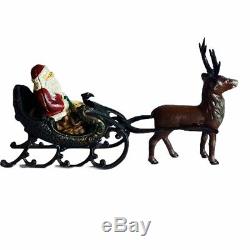 Cast Iron Santa in Swan Sleigh Reindeer Victorian 14 Vintage