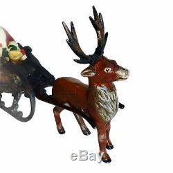 Cast Iron Santa in Swan Sleigh Reindeer Victorian 14 Vintage