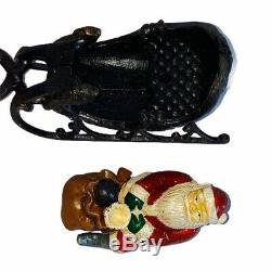 Cast Iron Santa in Swan Sleigh Reindeer Victorian 14 Vintage