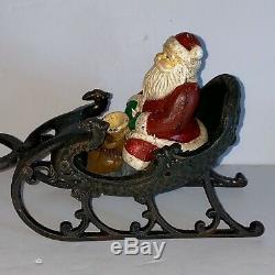 Cast Iron Santa in Swan Sleigh Reindeer Victorian 14 Vintage