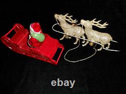 Celluloid SANTA CLAUS & SLEIGH 2 REINDEER Christmas JAPAN 1930's S. H. KRESS