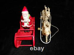 Celluloid SANTA CLAUS & SLEIGH 2 REINDEER Christmas JAPAN 1930's S. H. KRESS