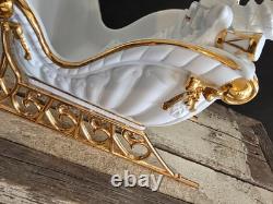 Centerpiece Traditions Porcelain Santa With Sleigh & Reindeer in Original Box