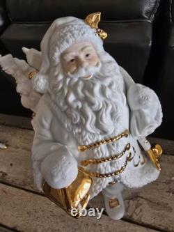 Centerpiece Traditions Porcelain Santa With Sleigh & Reindeer in Original Box