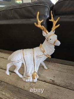 Centerpiece Traditions Porcelain Santa With Sleigh & Reindeer in Original Box