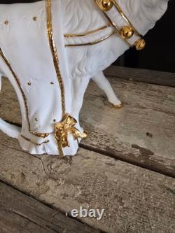 Centerpiece Traditions Porcelain Santa With Sleigh & Reindeer in Original Box