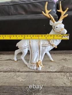 Centerpiece Traditions Porcelain Santa With Sleigh & Reindeer in Original Box