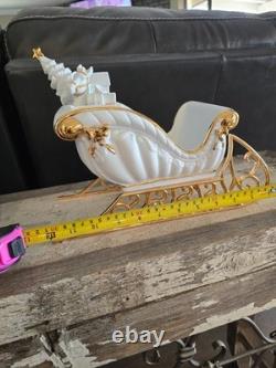 Centerpiece Traditions Porcelain Santa With Sleigh & Reindeer in Original Box