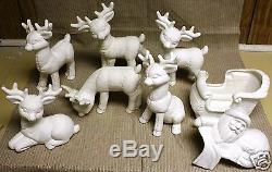 Ceramic Bisque Santa Sleigh Six Reindeer Kimple Mold 967 U-Paint Ready To Paint