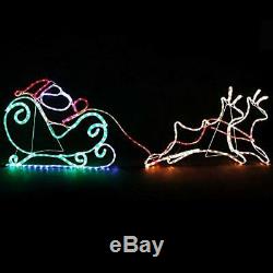 Christmas 170 cm 2 Reindeer Santa Sleigh Lights Silhouette Magic Winter Decor