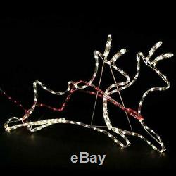 Christmas 170 cm 2 Reindeer Santa Sleigh Lights Silhouette Magic Winter Decor