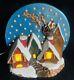 Christmas 1970's Ceramic Mold Lighted Alpine Village Santa Sleigh Reindeers