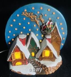 Christmas 1970's Ceramic Mold Lighted Alpine Village Santa Sleigh Reindeers