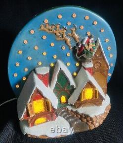 Christmas 1970's Ceramic Mold Lighted Alpine Village Santa Sleigh Reindeers