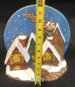 Christmas 1970's Ceramic Mold Lighted Alpine Village Santa Sleigh Reindeers