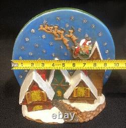 Christmas 1970's Ceramic Mold Lighted Alpine Village Santa Sleigh Reindeers