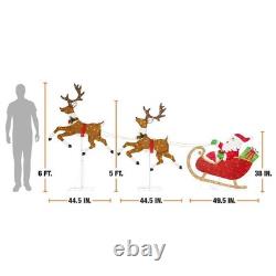 Christmas 6FT Santa Sleigh Reindeer Deer LED Lights Outdoor Lawn Yard Art Set