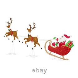 Christmas 6FT Santa Sleigh Reindeer Deer LED Lights Outdoor Lawn Yard Art Set
