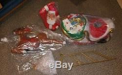 Christmas 72 Santa and Sleigh Lighted Blow Mold withLighted Reindeer- NEW IN BOX