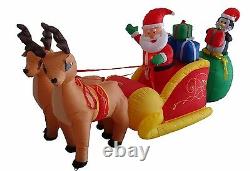 Christmas Air Blown Inflatable Reindeer Santa Claus Penguin on Sleigh Decoration