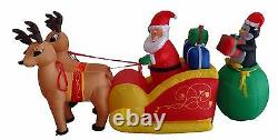 Christmas Air Blown Inflatable Reindeer Santa Claus Penguin on Sleigh Decoration