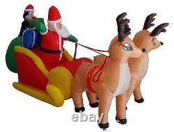 Christmas Air Blown Inflatable Reindeer Santa Claus Penguin on Sleigh Decoration