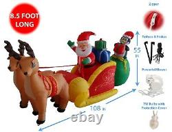 Christmas Air Blown Inflatable Reindeer Santa Claus Penguin on Sleigh Decoration