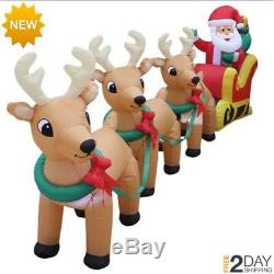 Christmas Air Blown LED Inflatable Yard Decoration Santa Claus Reindeer & Sleigh