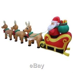 Christmas Air Blown LED Inflatable Yard Decoration Santa Claus Reindeer & Sleigh