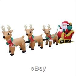 Christmas Air Blown LED Inflatable Yard Decoration Santa Claus Reindeer & Sleigh