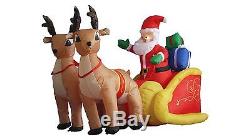Christmas Air Blown LED Inflatable Yard Decoration Santa on Sleigh with Reindeer