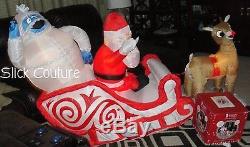 Christmas Airblown Inflatable Rudolph Reindeer Santa Bumble Sleigh Ride 6.5' NIB