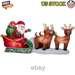 Christmas Airblown Inflatable Santa Sleigh Reindeer Yard Decoration LED Lights