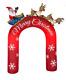 Christmas Airblown Inflatable Santa In Sleigh Archway Flying Reindeer 9' Tall