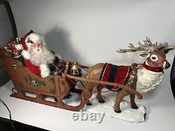 Christmas Animated Santa Sleigh & Reindeer Musical Holiday Creations 1998 WORKS