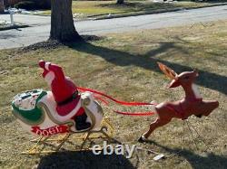 Christmas Blow Mold Santa Sleigh Toys Reindeer Vintage General Foam