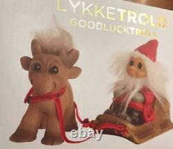Christmas Dam Santa Troll Doll, Sleigh and Brave Reindeer, New, Free Shipping