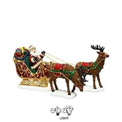 Christmas Decor Santa Riding in a Sleigh with Reindeers, Christmas Tabletop