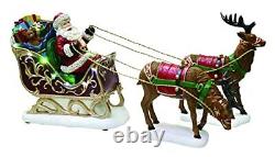 Christmas Decor Santa Riding in a Sleigh with Reindeers, Christmas Tabletop