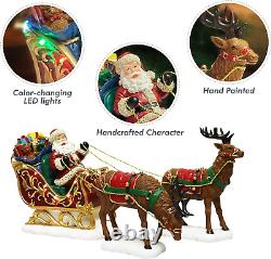 Christmas Decor Santa Riding in a Sleigh with Reindeers, Christmas Tabletop Déco