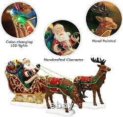 Christmas Decor Santa Riding in a Sleigh with Reindeers, Christmas Tabletop Déco