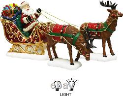 Christmas Decor Santa Riding in a Sleigh with Reindeers, Christmas Tabletop Déco