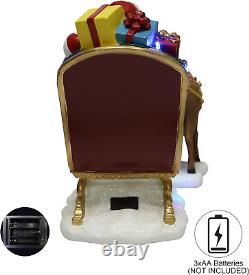 Christmas Decor Santa Riding in a Sleigh with Reindeers, Christmas Tabletop Déco