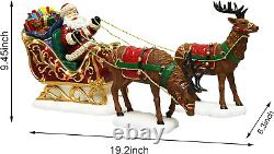 Christmas Decor Santa Riding in a Sleigh with Reindeers, Christmas Tabletop Déco