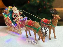 Christmas Decor Santa Riding in a Sleigh with Reindeers, Christmas Tabletop Déco