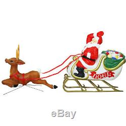 Christmas Decor Santa Sleigh And Reindeer 72 Outdoor Yard Lawn Blow Mold Figur