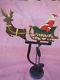 Christmas Decoration Antique Santa In Sleigh With Reindeer Balance Toy Iron Rare
